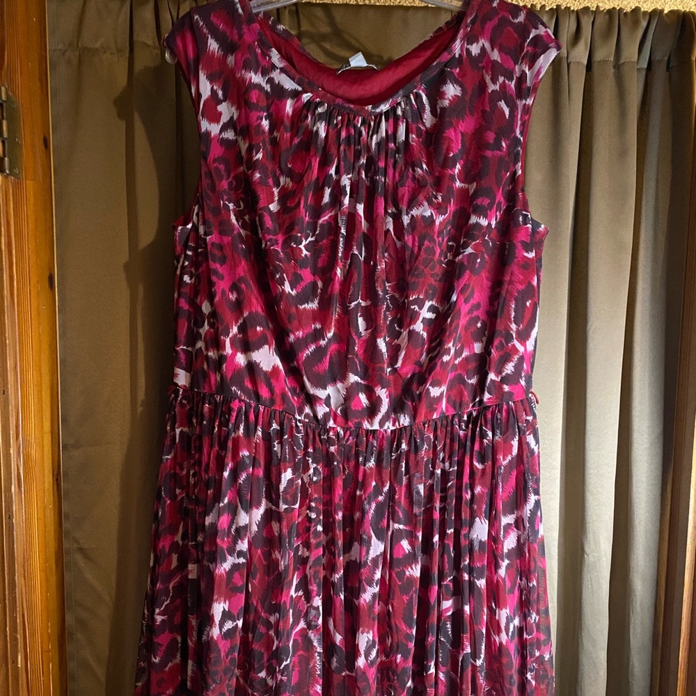 Roz & Ali Fuchsia Leopard Print Dress - Size 16W